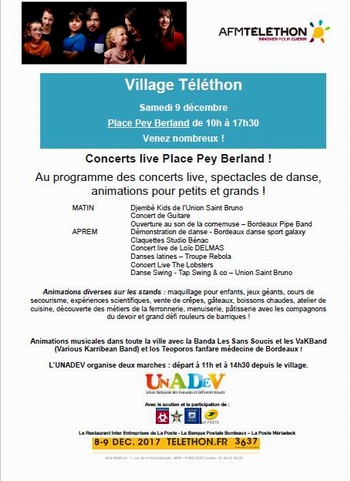 Village Téléthon Place Pey Berland à Bordeaux