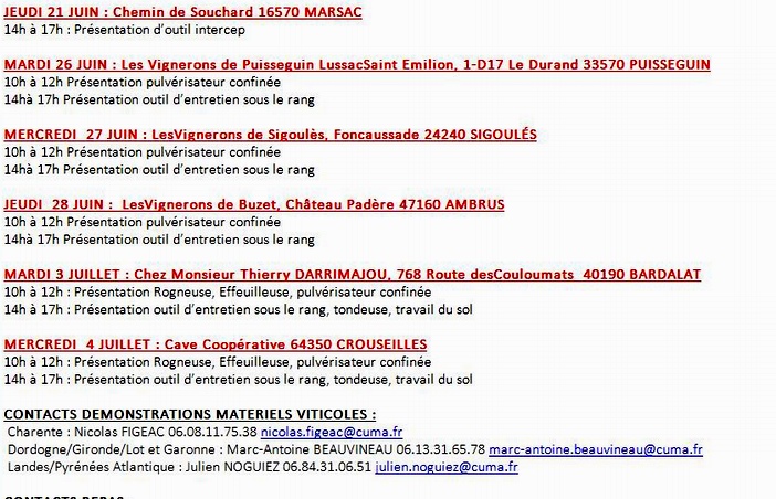 Démonstrations de matériels viticoles avec les CUMA Démonstrations de matériels viticoles avec les CUMA