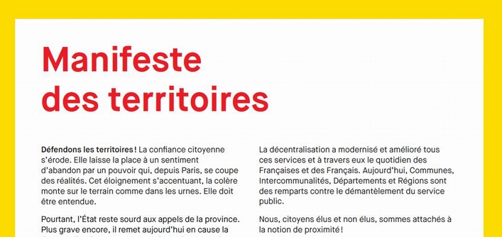 Quatorze départements soutiennent un manifeste des territoires