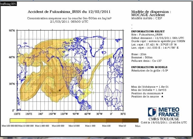 Le nuage de Fukushima  bientôt sur la France
