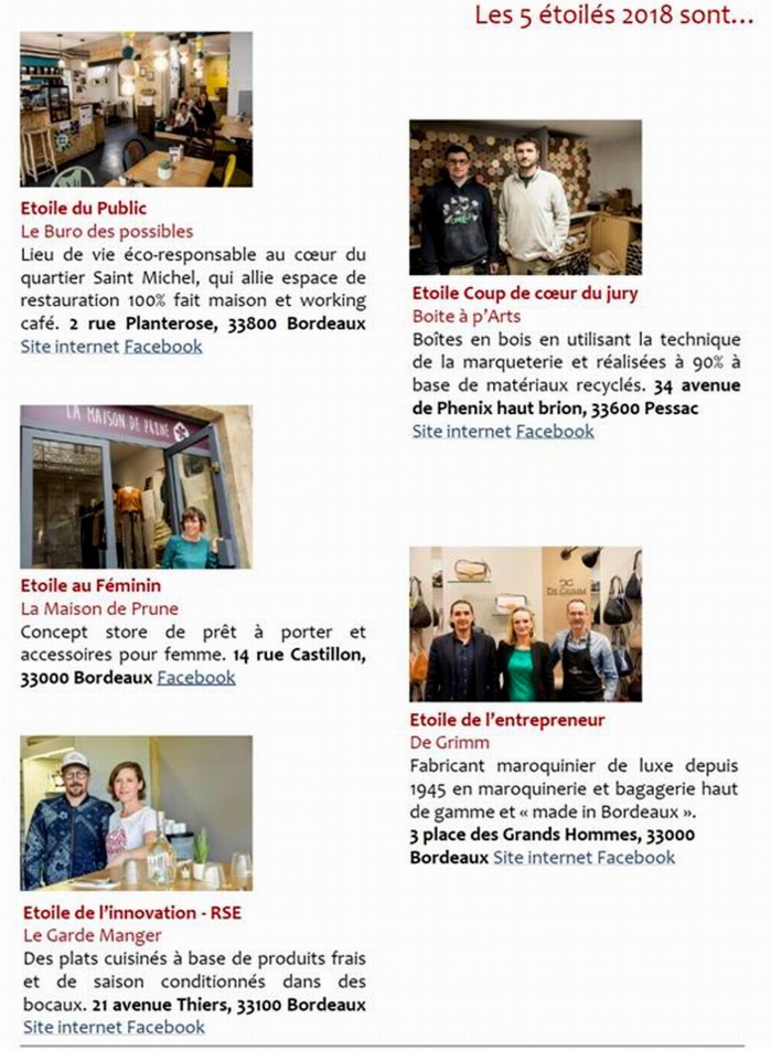 Commerce et artisanat à Bordeaux: les étoilés 2018  Commerce et artisanat à Bordeaux: les étoilés 2018