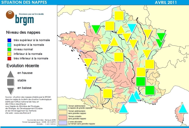 L'état des nappes selon le BRGM L'état des nappes selon le BRGM