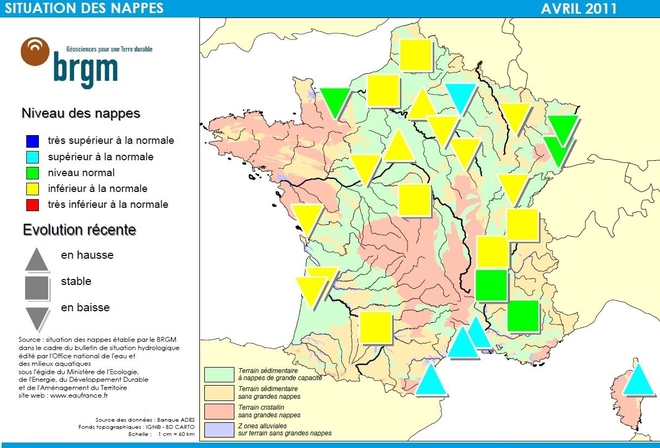 L'état des nappes selon le BRGM