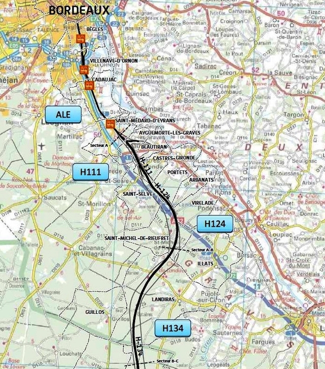 Le tracé proposé en Gironde