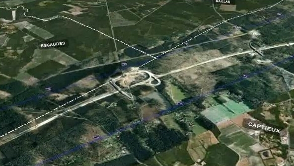 Le passage la LGV près de Captieux (image virtuelle GPSO) Le passage la LGV près de Captieux (image virtuelle GPSO)