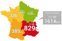 Le point culminant des bouchons, région par région, le samedi 31 juillet 2011. © Mediamobile 2012. Etude V-Trafic.