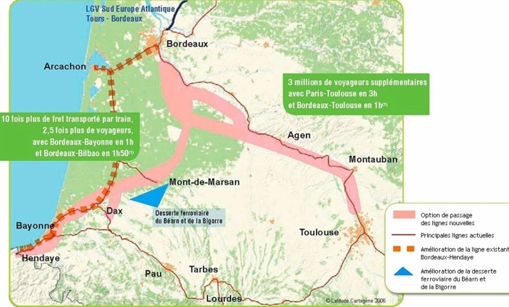 La carte des grands projets du sud-ouest (DR)