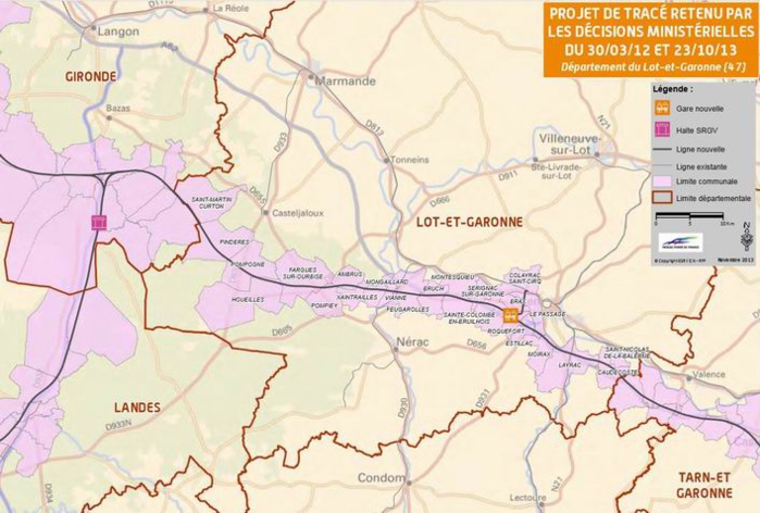 Le passage de la ligne en Lot-et-Garonne (projet)