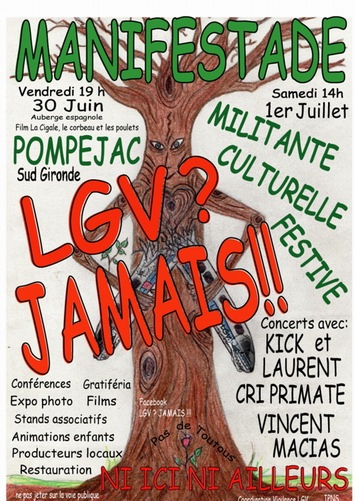 LGV:"manifestade" à Pompéjac, fête à Bordeaux