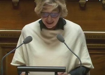 Nathalie Delattre, sénatrice de la Gironde (capture d'écran vidéo Sénat-Wikiagri)