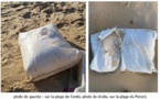 Sacs de pellets de plastique sur les plages landaises