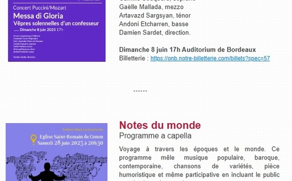 Deux concerts de fin de saison à Polifonia